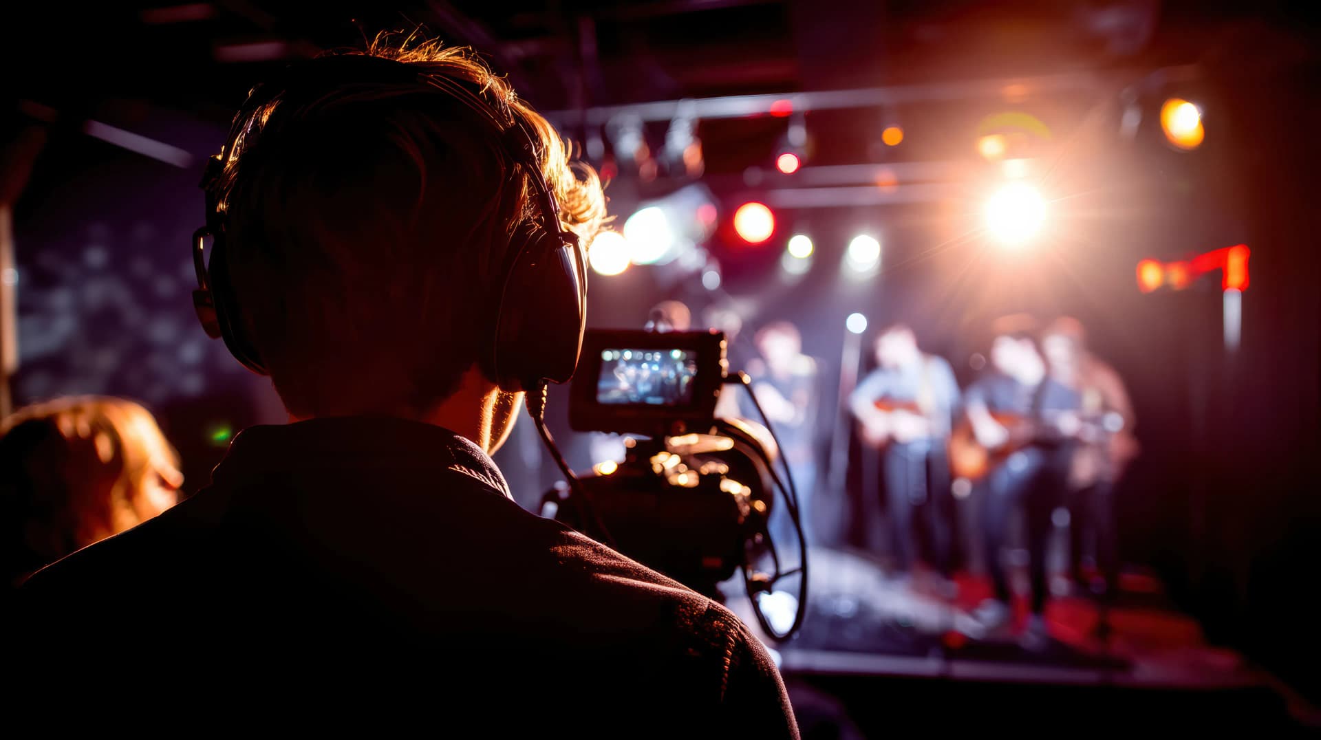 Musicians performing live on stage
