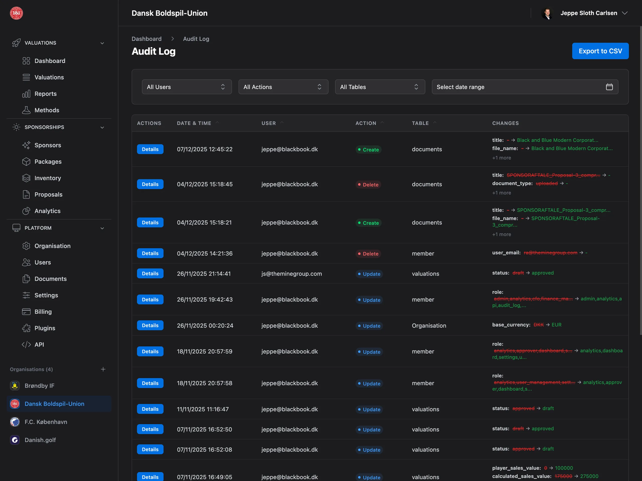 Comprehensive audit log interface displaying user activity tracking, security monitoring dashboard, compliance logging system, historical records, user action history, advanced search filters, and detailed event tracking for regulatory compliance